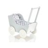 Passeggino per Bambole Legno Biancheria Bianca Grigio