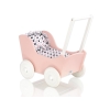 Passeggino per Bambole Legno Biancheria Bianca Rosa Cipria