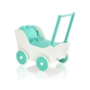 Passeggino per Bambole Legno Biancheria Menta Bianca