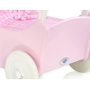 Passeggino per Bambole Legno Biancheria Rosa Bianca