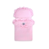 Passeggino per Bambole Legno Biancheria Rosa Bianca