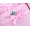 Passeggino per Bambole Legno Biancheria Rosa Bianca
