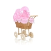 Passeggino per le Bambole Rattan Rosa a Scacchi