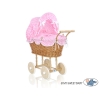Passeggino per le Bambole Rattan Rosa a Scacchi