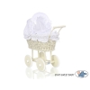 Passeggino per le Bambole Vimini Creme Bianca