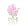 Passeggino per le Bambole Vimini Creme Rosa a Scacchi