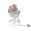 Passeggino per le Bambole Vimini Marrone Grigio Pois Bianchi