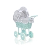 Passeggino per le Bambole Vimini Menta Bianca Grigio Pois Bianchi