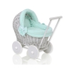 Passeggino per le Bambole Vimini Menta Grigio