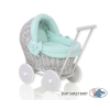 Passeggino per le Bambole Vimini Menta Grigio