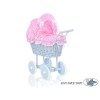 Passeggino per le Bambole Vimini Rosa Blu a Scacchi
