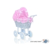 Passeggino per le Bambole Vimini Rosa Blu Pois Bianchi