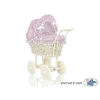 Passeggino per le Bambole Vimini Rosa Fiori Fiori