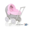 Passeggino per le Bambole Vimini Rosa Grigio