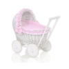 Passeggino per le Bambole Vimini Rosa Pois Bianchi