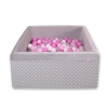 Piscina di Palline con 200 Palline Colorate Quadrato Grigio Pois Bianchi