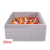 Piscina di Palline con 200 Palline Colorate Quadrato Grigio Pois Bianchi