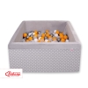 Piscina di Palline con 200 Palline Colorate Quadrato Grigio Pois Bianchi