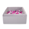 Piscina di Palline con 200 Palline Colorate Quadrato Grigio Pois Bianchi