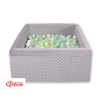 Piscina di Palline con 200 Palline Colorate Quadrato Grigio Pois Bianchi