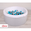 Piscina di Palline per Bambini Grigio Pois Bianchi