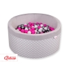Piscina Morbida con Palline Grigio Pois Bianchi