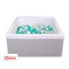 Piscina per Palline con 200 Palline Quadrato Grigio Pois Bianchi