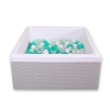 Piscina per Palline con 200 Palline Quadrato Grigio Pois Bianchi