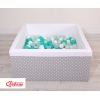 Piscina per Palline con 200 Palline Quadrato Grigio Pois Bianchi