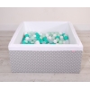 Piscina per Palline con 200 Palline Quadrato Grigio Pois Bianchi