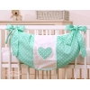 Sacca Portagiochi per Lettino - Cuori Menta Pois Bianchi Cuori