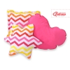 Set 3 Cuscini Rosa Giallo Chevron