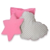 Set 3 Cuscini Rosa Grigio a Scacchi