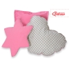Set 3 Cuscini Rosa Grigio a Scacchi