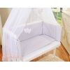Set Biancheria con Baldacchino 6 parti Grigio Cuori