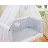 Set Biancheria con Baldacchino 6 parti Grigio Pois Bianchi Cuori