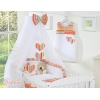 Set Biancheria da Lettino con Zanzariera 7 parti Arancio a Strisce Cuori