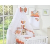 Set Biancheria da Lettino con Zanzariera 7 parti Arancio a Strisce Cuori