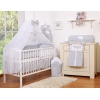 Set Biancheria da Lettino con Zanzariera 7 parti Grigio Pois Bianchi Cuori