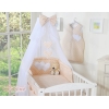 Set Biancheria da Lettino con Zanzariera e Paracolpi 11 parti Beige Pois Bianchi Cuori