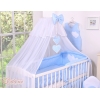 Set Biancheria da Lettino con Zanzariera e Paracolpi 11 parti Blu Pois Bianchi Cuori