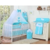 Set Biancheria da Lettino con Zanzariera e Paracolpi 11 parti Turchese Pois Bianchi Cuori