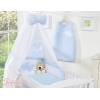 Set Biancheria da Letto con Baldacchino 5 parti Blu a Scacchi Cuori