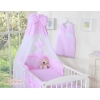 Set Biancheria da Letto con Baldacchino 5 parti Rosa Pois Bianchi Cuori