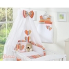 Set Biancheria da Letto con Baldacchino e Paracolpi 11 parti Arancio a Strisce Cuori