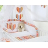 Set Biancheria da Letto con Baldacchino e Paracolpi 11 parti Arancio a Strisce Cuori