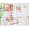 Set Biancheria da Letto con Baldacchino e Paracolpi 11 parti Arancio a Strisce Cuori
