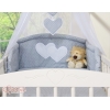 Set Biancheria da Letto con Baldacchino e Paracolpi 11 parti Grigio Pois Bianchi Cuori
