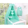 Set Biancheria da Letto con Baldacchino e Paracolpi 11 parti Menta Cuori