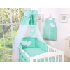 Set Biancheria da Letto con Baldacchino e Paracolpi 11 parti Menta Cuori